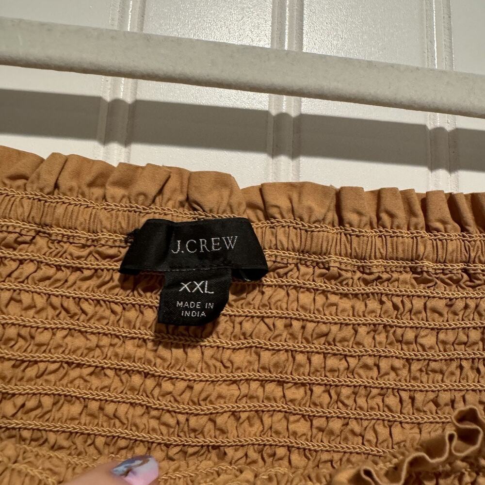 J Crew Tan Puff Sleeve Smocked Cotton Poplin Top Size XXL - Picture 5 of 7